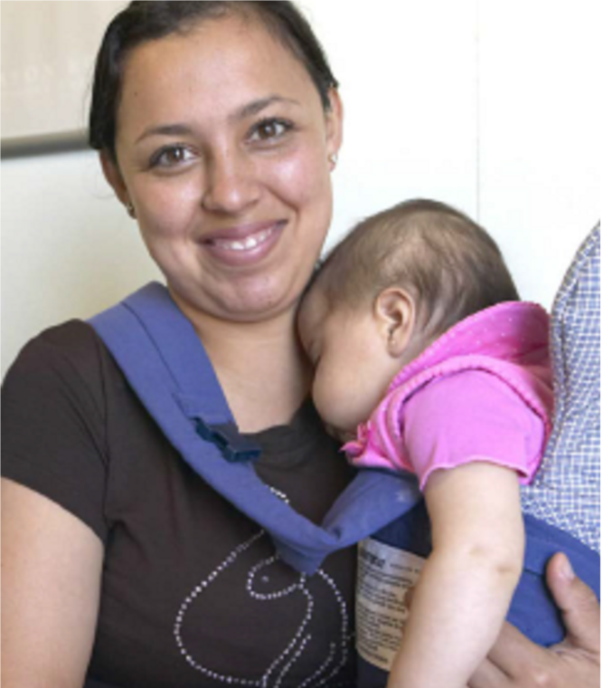 Woman holding a baby